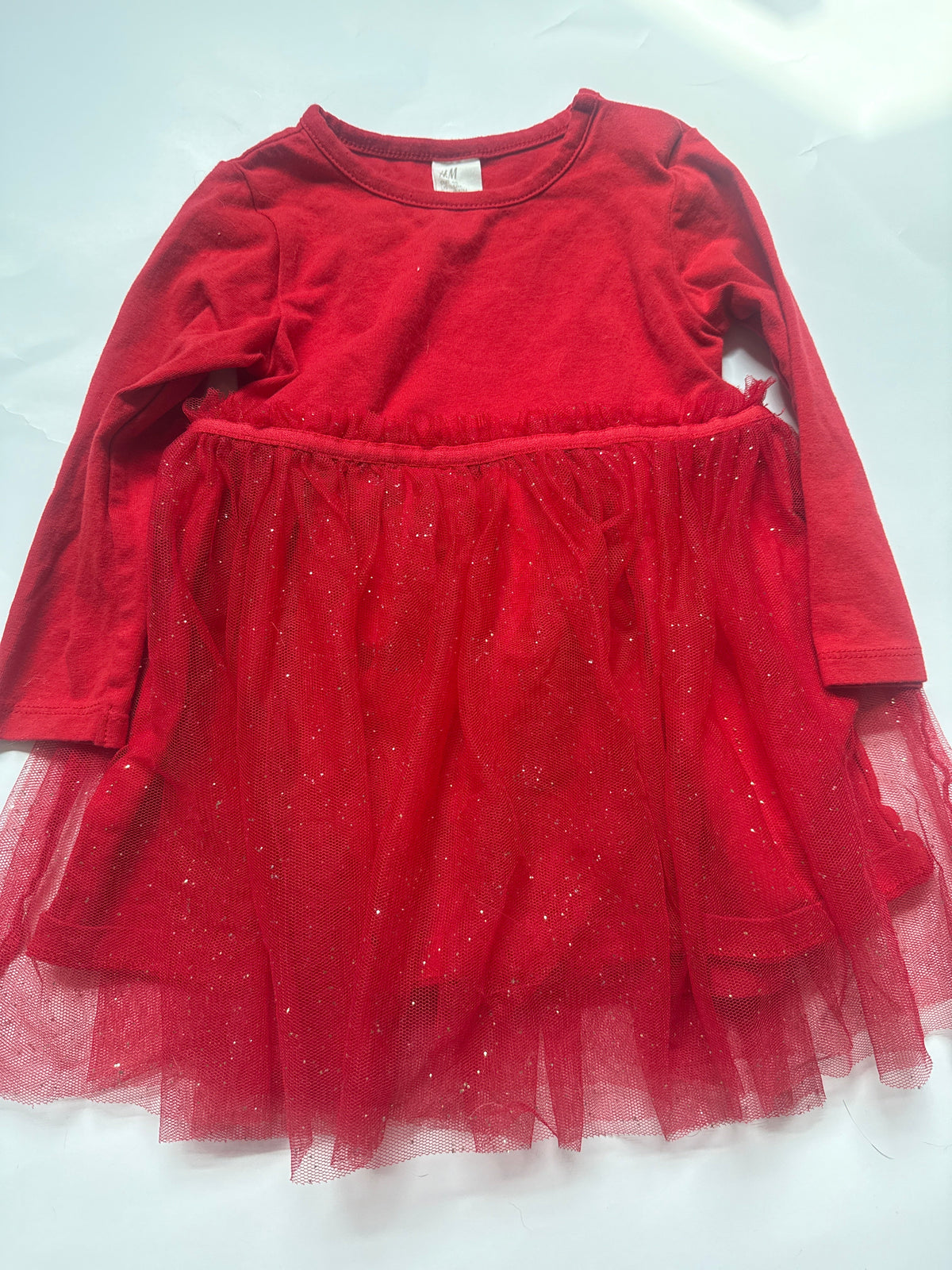 #170 H&M red sparkle dress girls 12 months