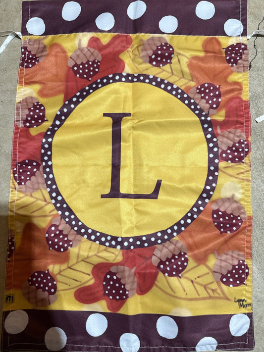 Seller #216 Fall yard flag with initial “L”