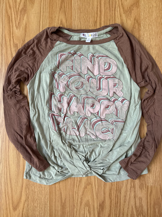 #87 Love glam girl size s (6-7) find your happy place shirt VGUC