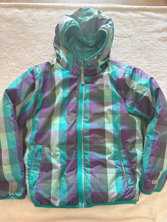 #81 Girls 7/8 Northface coat not in perfect condition but lots of life