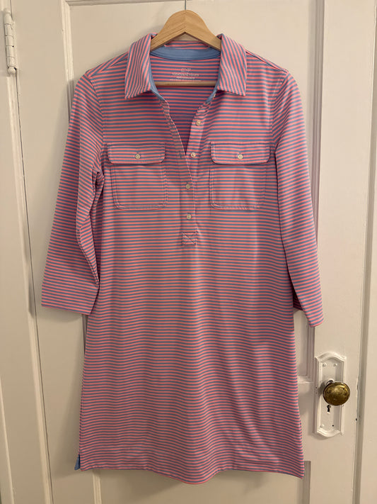 #152 - Vineyard Vines Striped Performance Shirt Dress – Small