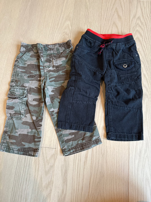 Seller #216 Boys camouflage and black pants, 18 mos VGUC