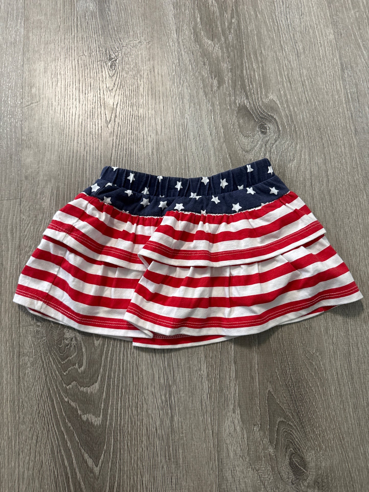 #149 reduced Girls American flag skirt with shorts size 24m