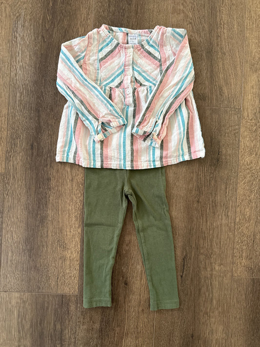 #173-REDUCED Carters striped tunic outfit size 2T