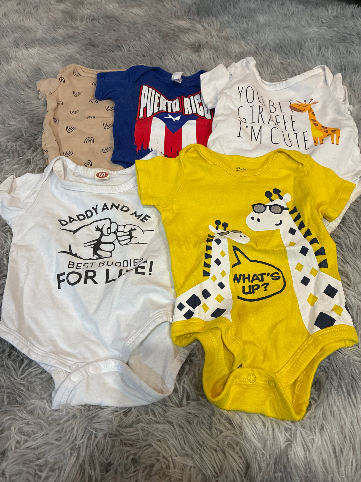 SCO46-short sleeve onesies-gender neutral-3-6 months-5 pack