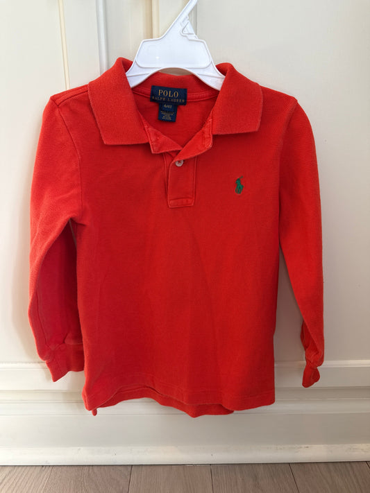 Seller #216, Boys Polo Ralph Lauren long sleeve orange polo, EUC, size 4/4T
