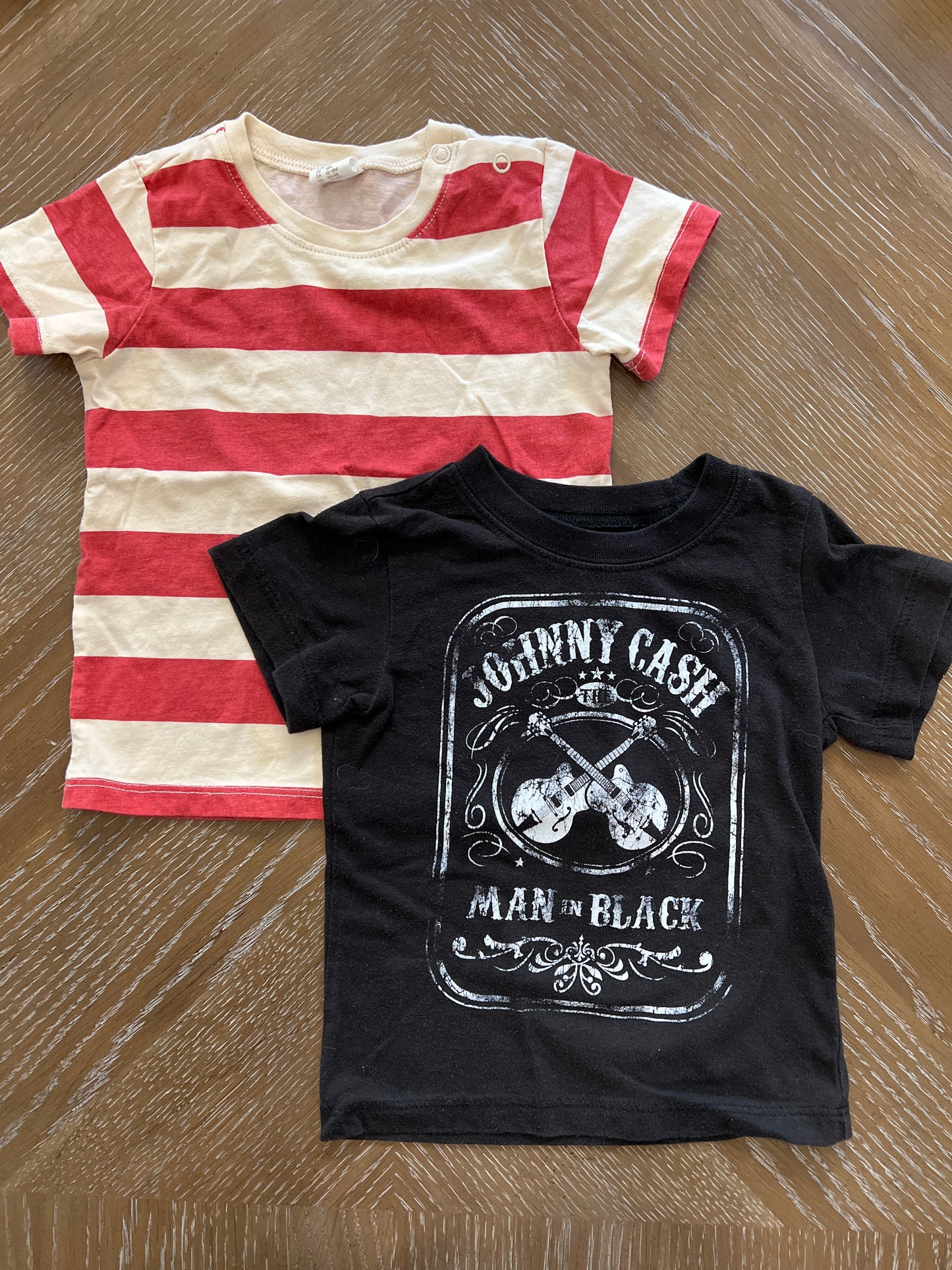 H&M red stripe tee & Johnny cash tee 18 month