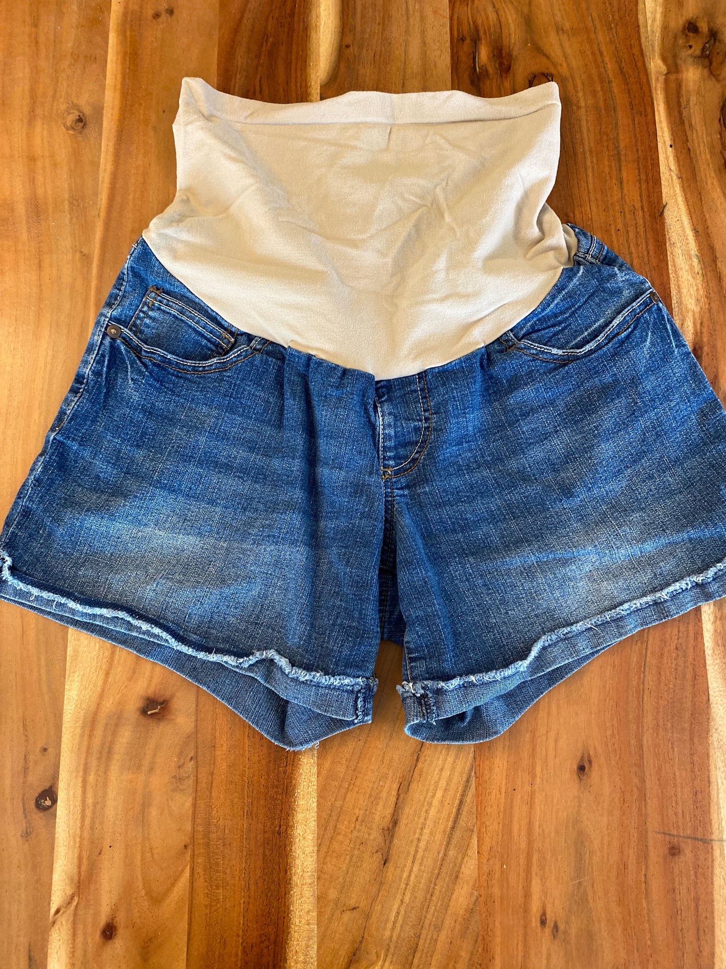 #14-maternity jean shorts (size 4 Oh Baby)