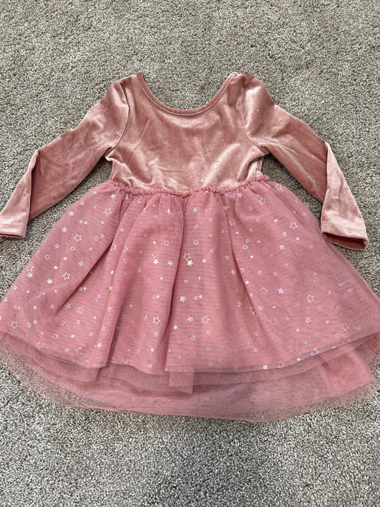 #99 Cat&Jack Velour and Tulle Metallic Dress EUC Size 18Mo