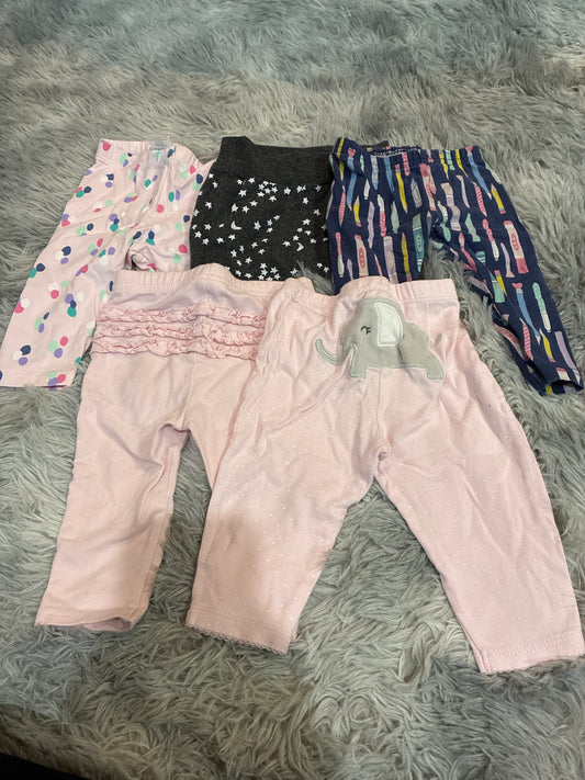 SCO46-girls leggings-3-6 months-5 pack
