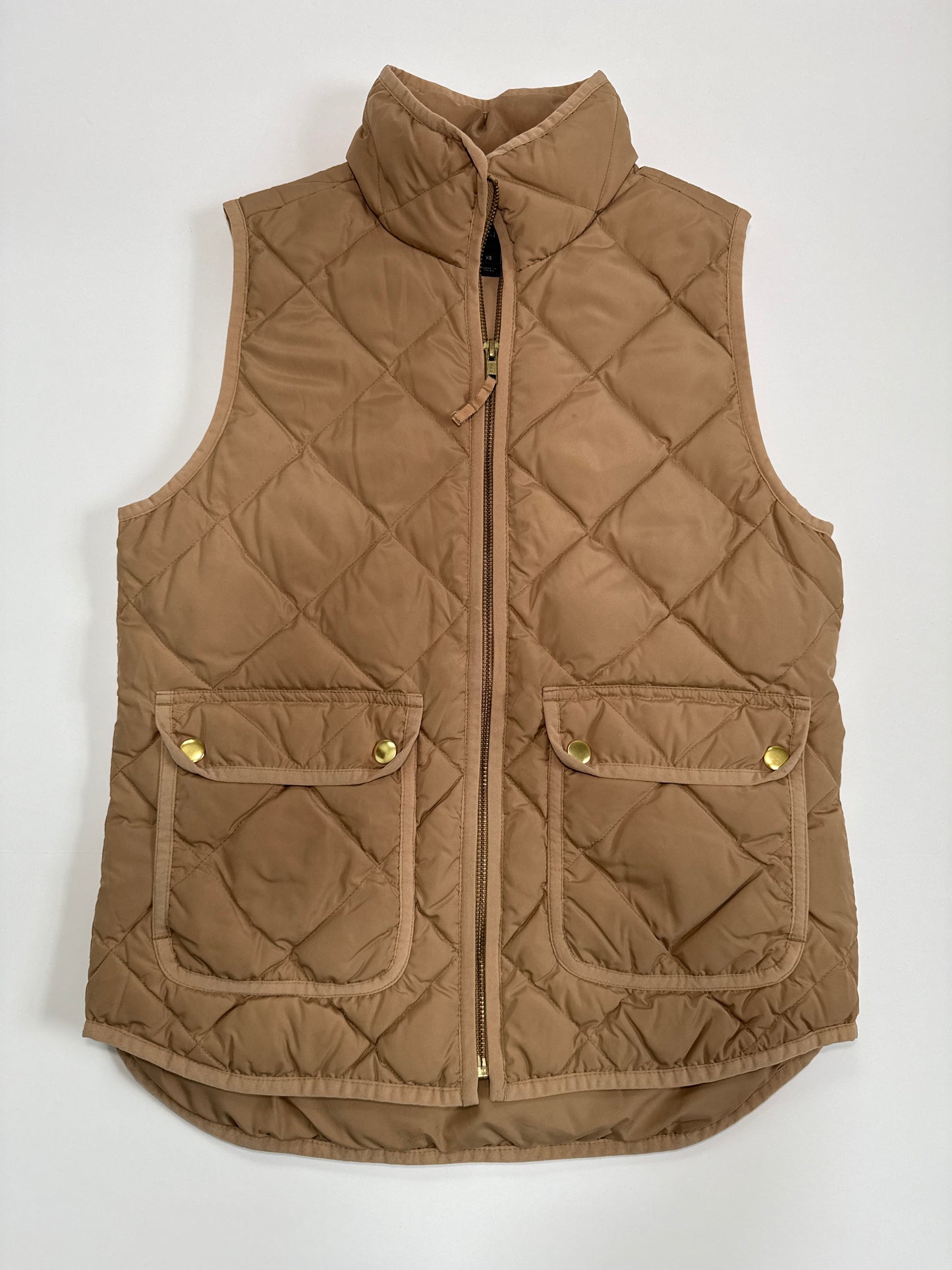 #96 J. Crew Camel Quilted Vest Size XS