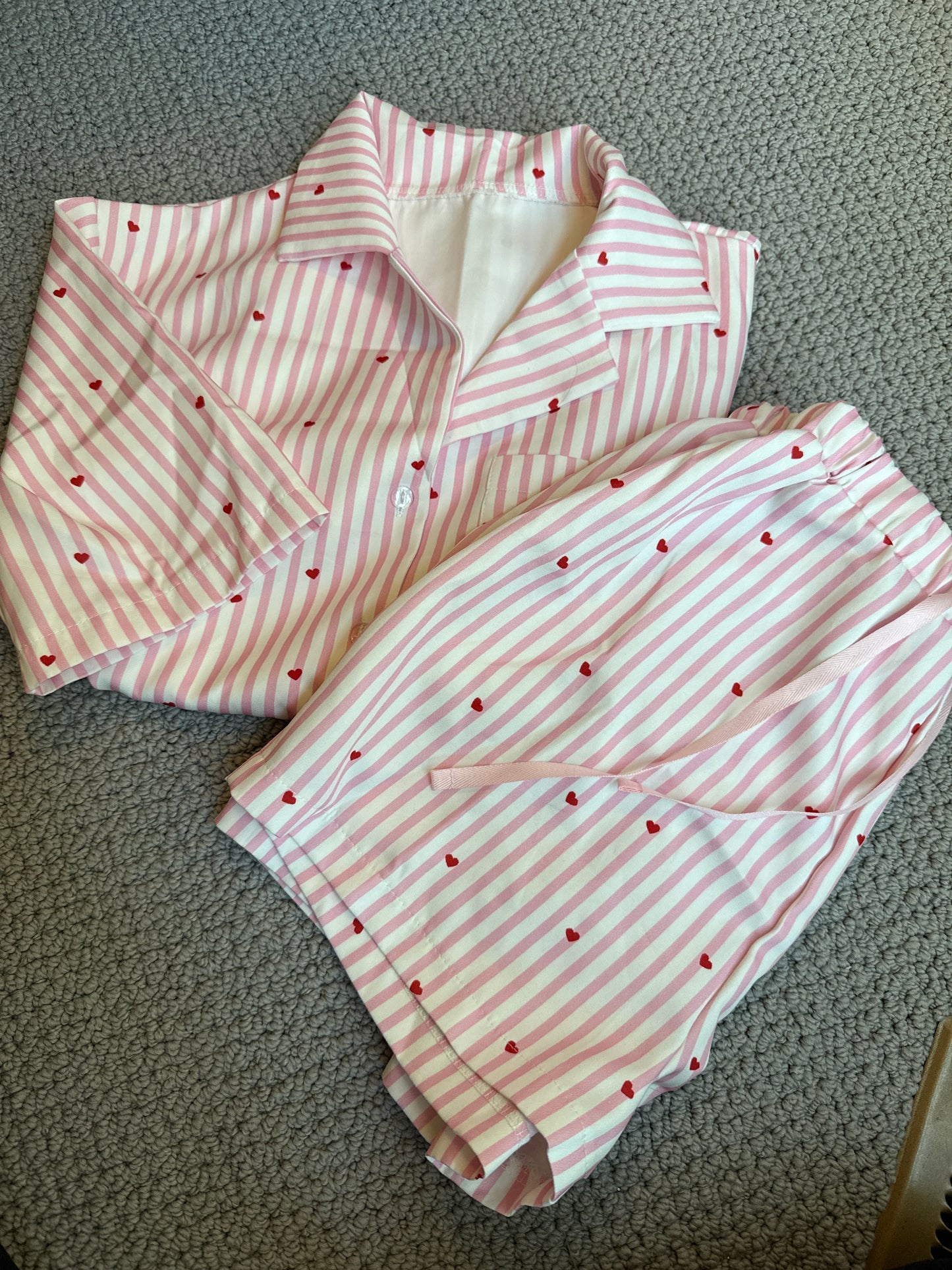 Seller 8 - women’s size small striped heart pajama set