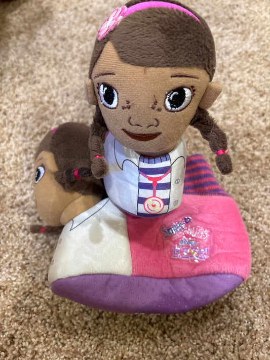 #47, girls Doc McStuffins pink,/purple/white slippers Kid Size 5/6