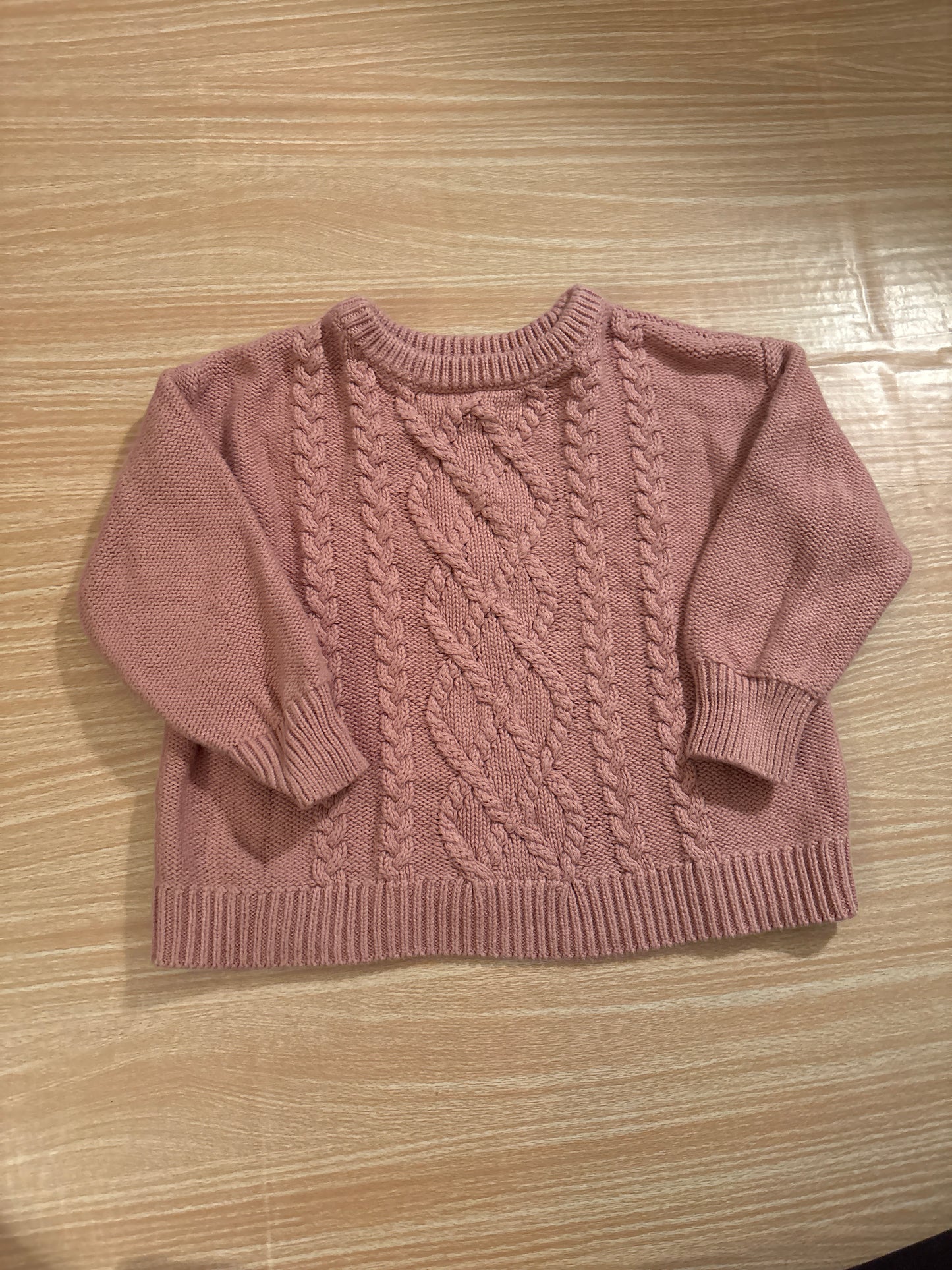#102 GAP Girls Cable Knit Pale Pink Sweater 2 Years