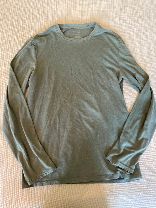 #63-mens long sleeve green shirt-size small