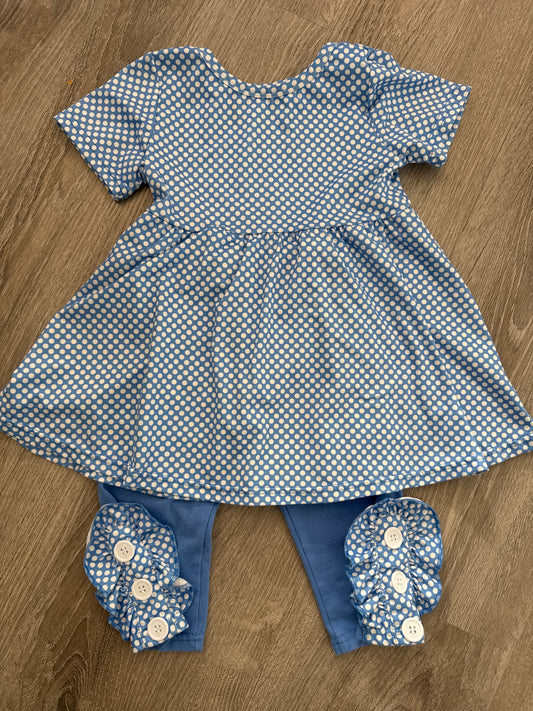 #149 Girls Blue Polka Dot 3T set