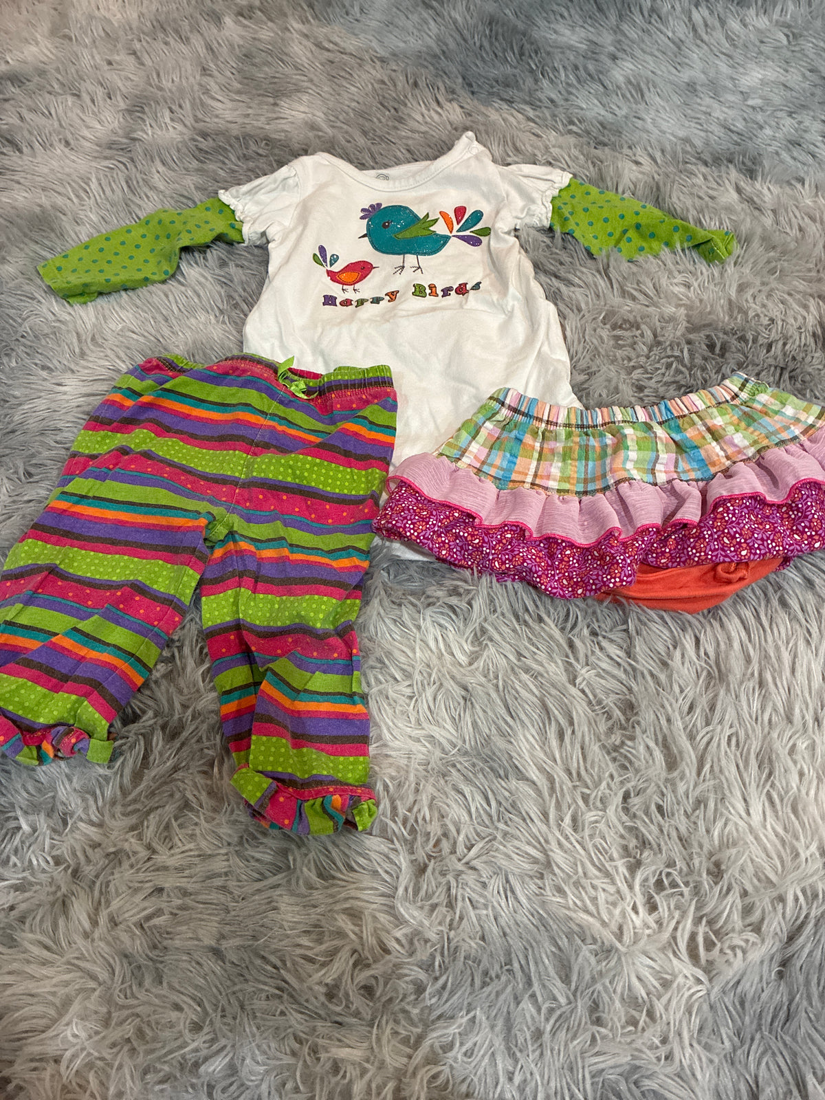 SCO46-Happy birds outfit with pants and skirt-girls-3-6 months