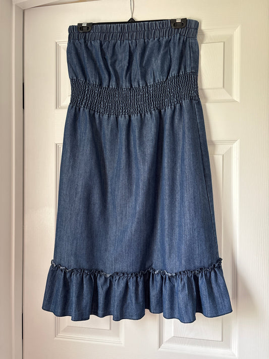 Seller #62 Women's Hera denim strapless dress sz small VGUC