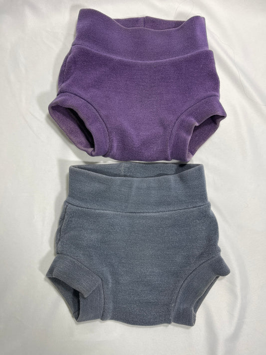 #150 truly charis wool cloth diaper covers purple and grey
