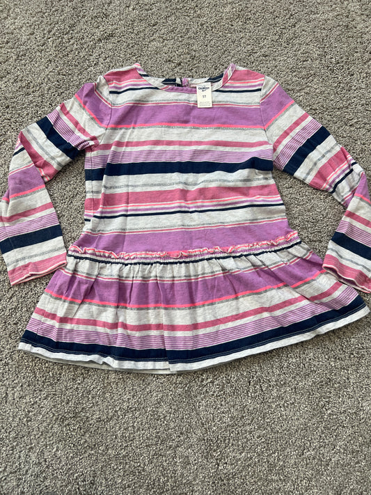 #99 Girls Oshkosh Striped Metallic Top Size 5T