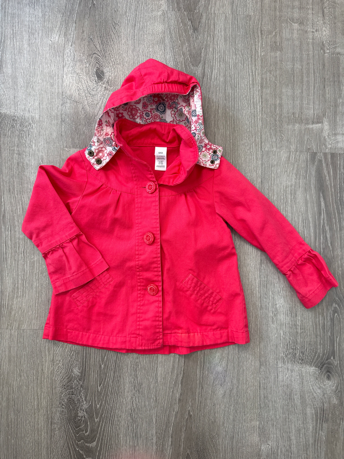 #149 Girls 6x deep pink canvas jacket