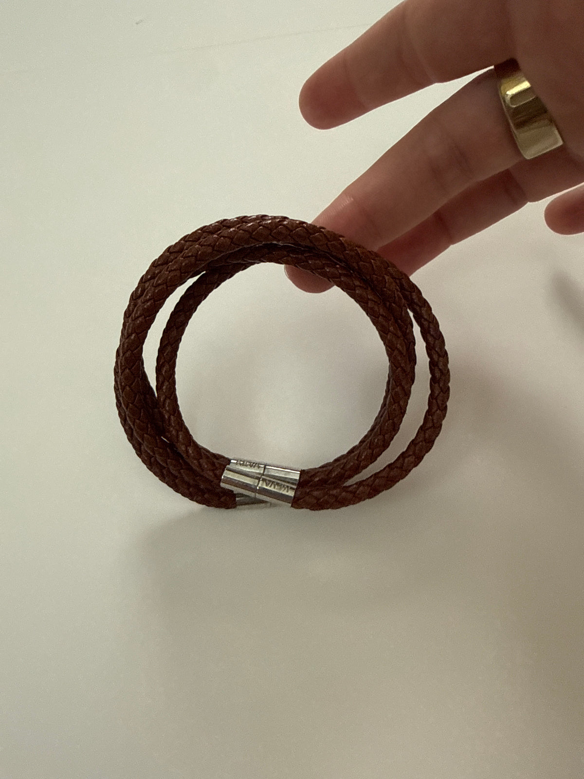 #64 Womens Brown Leather Braided Bracelet Set