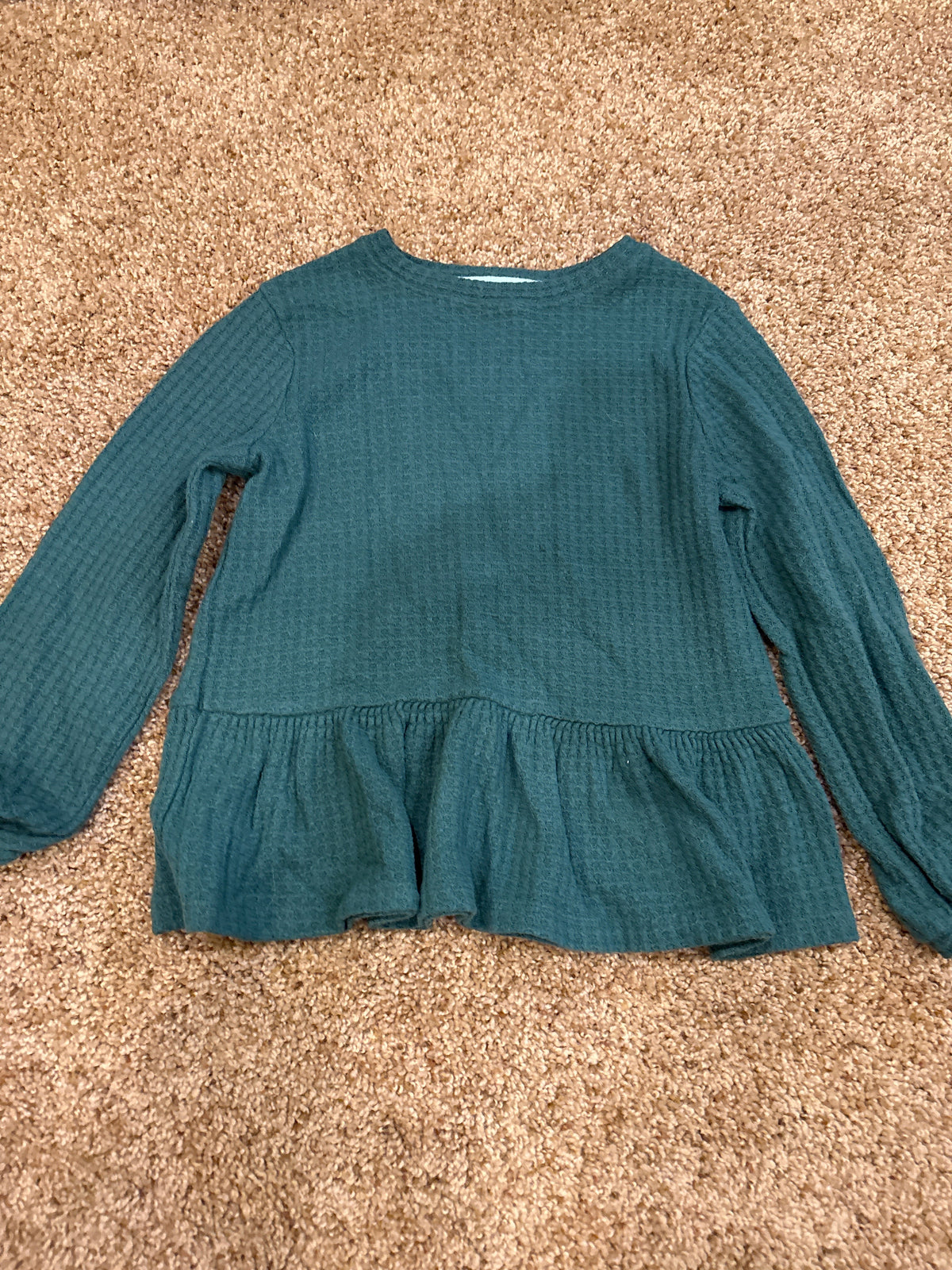 #47 girls 5T, green long sleeve shirt, Cat and Jack