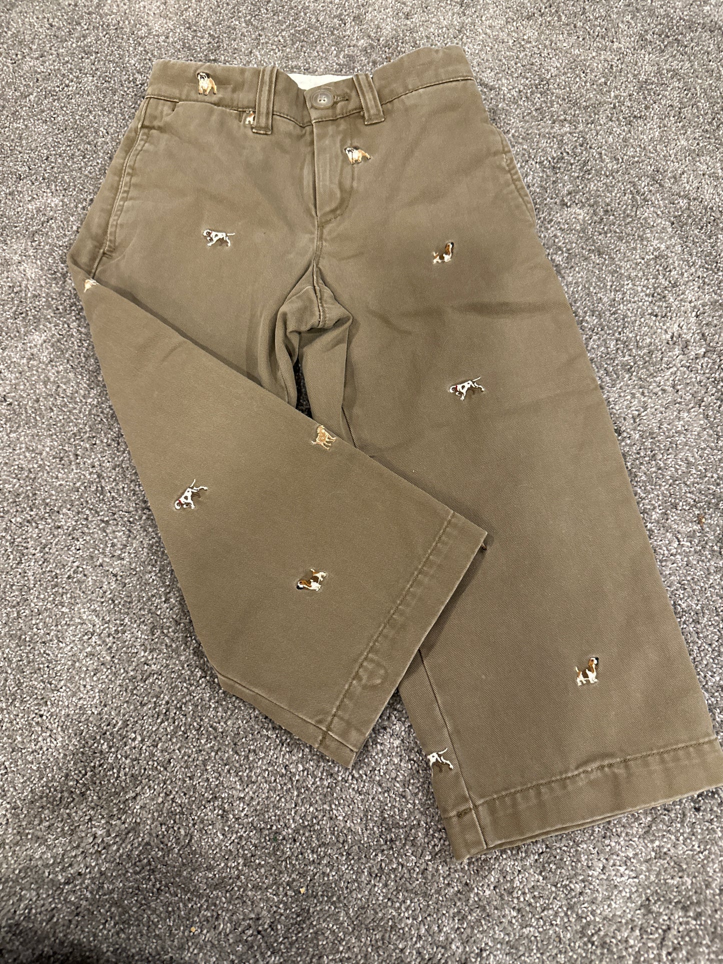 81A JCrew CrewCuts Boys Sz 3 Dog Khakis