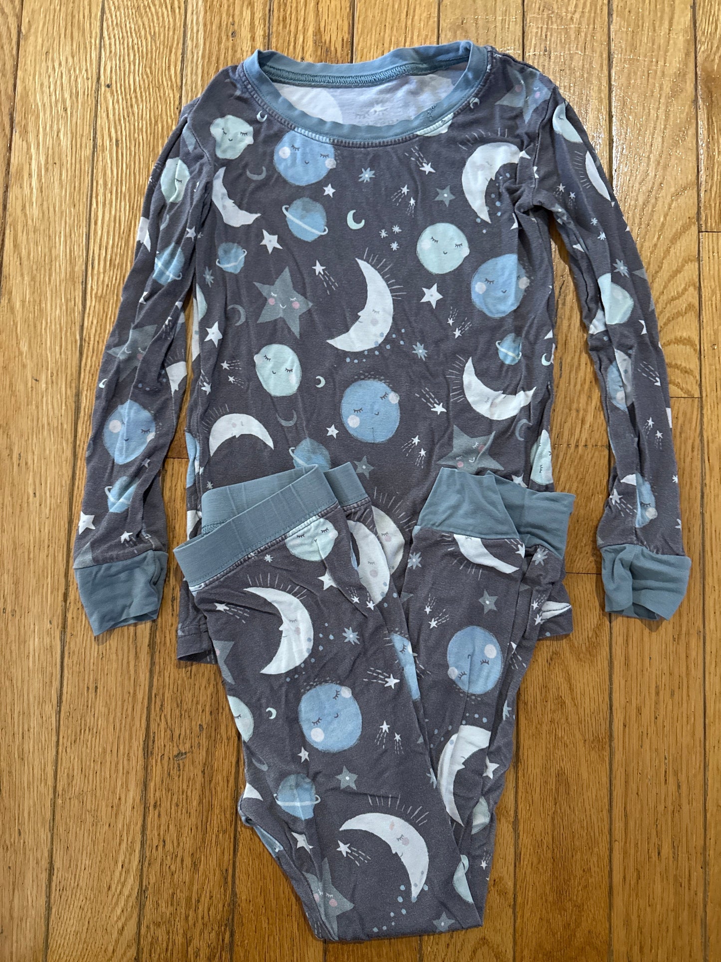 178 little sleepers 3t bamboo blue “to the moon and back” pajamas gender neutral GUC