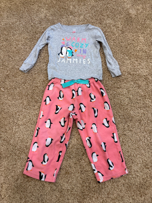 #47, girls 24months, carter’s pink and grey penguin pajamas