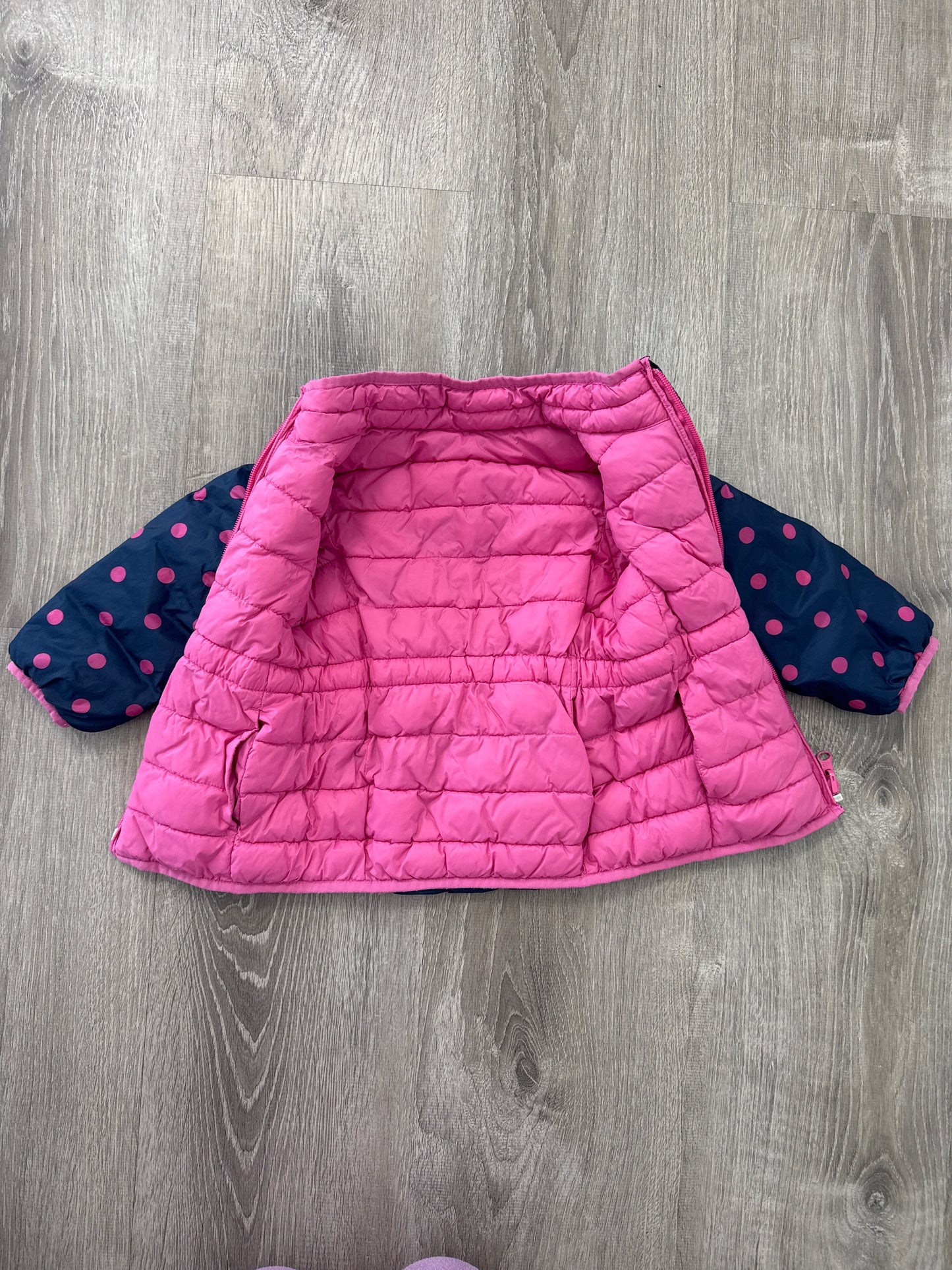 Seller #149 Girls baby Gap 2T reversible pink and navy polka dot jacket