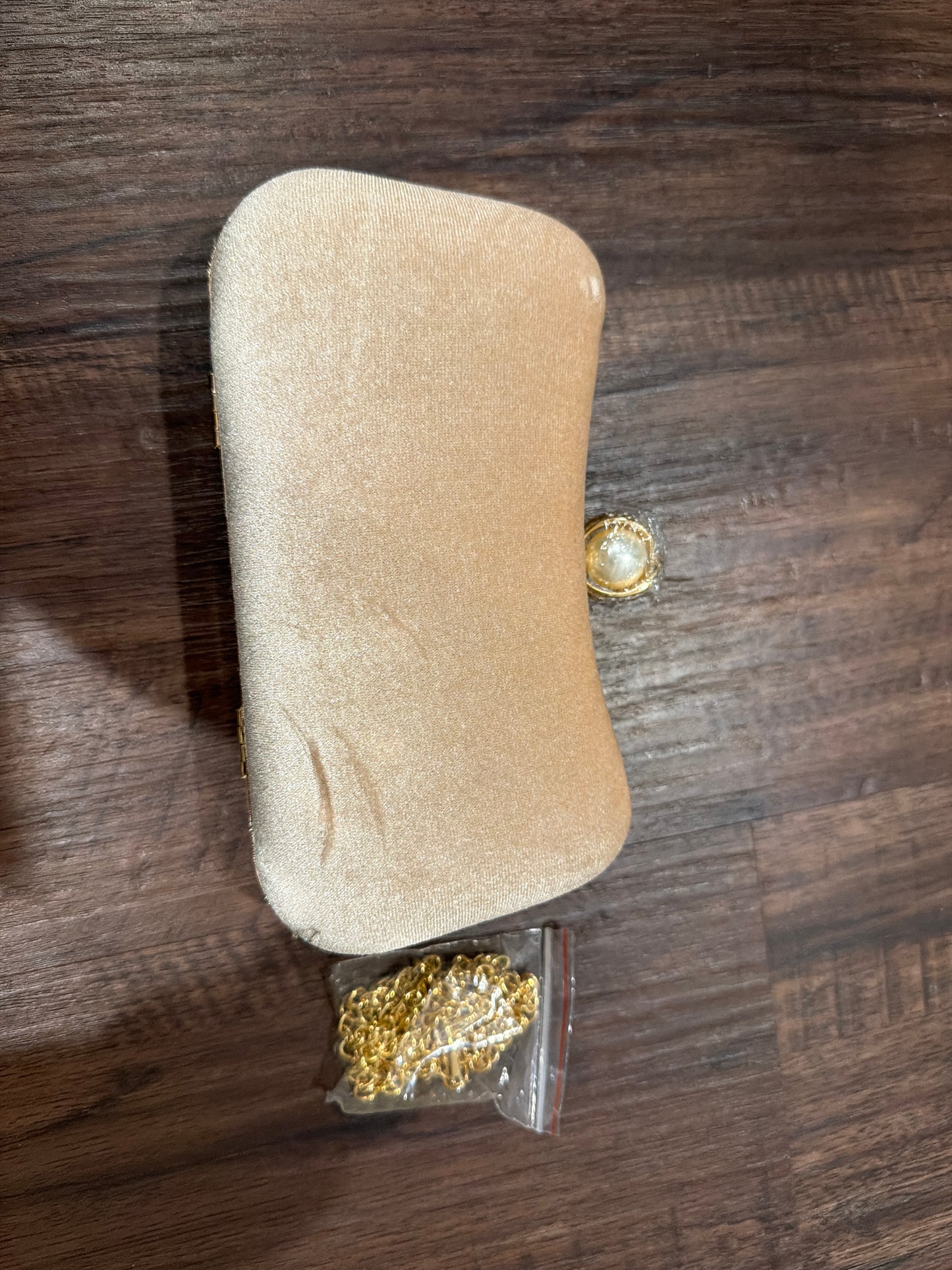 #107 new velvet clutch with gold chain