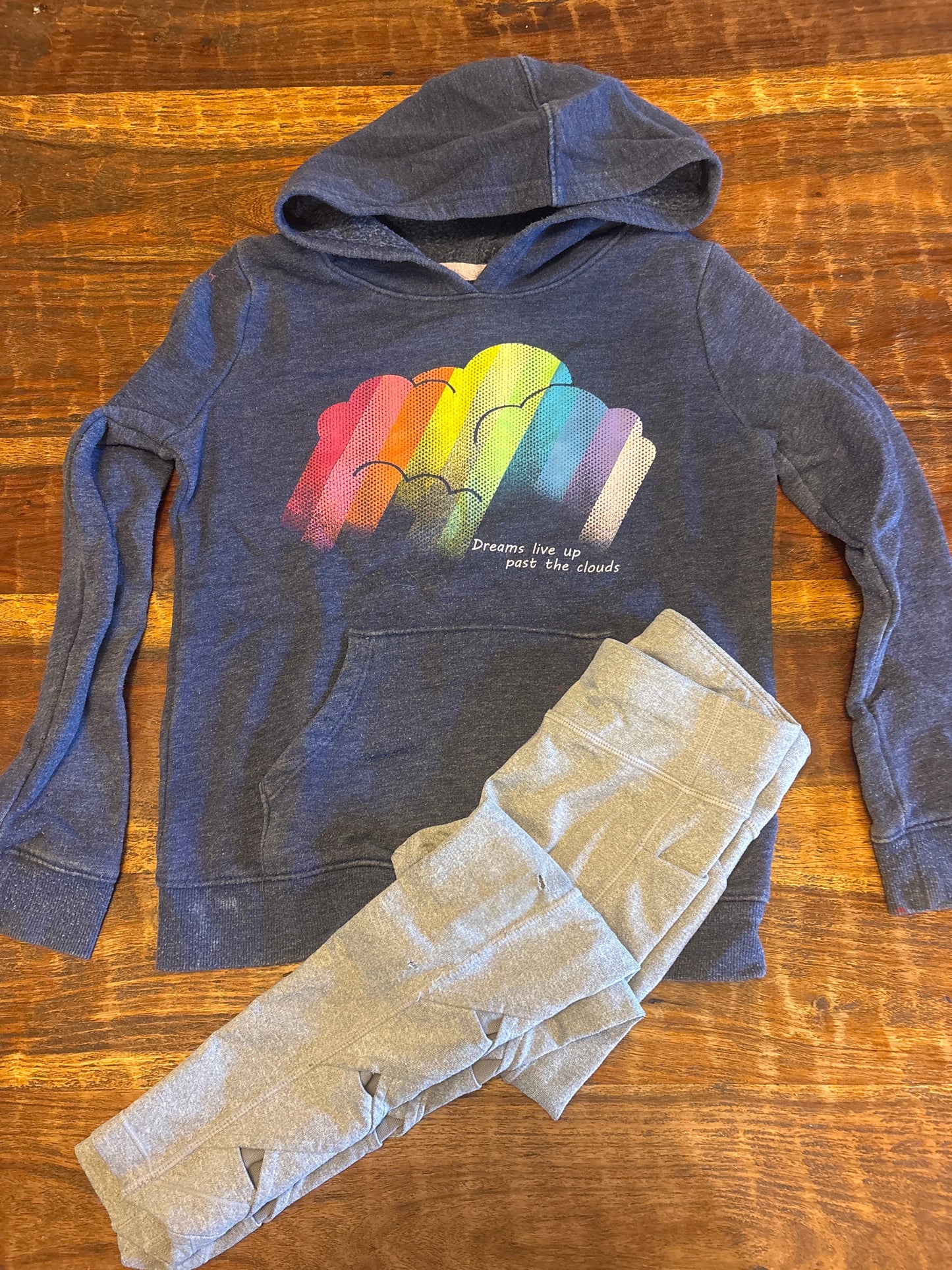 #182 size 6 hoodie + Free athleta leggings due to small holes