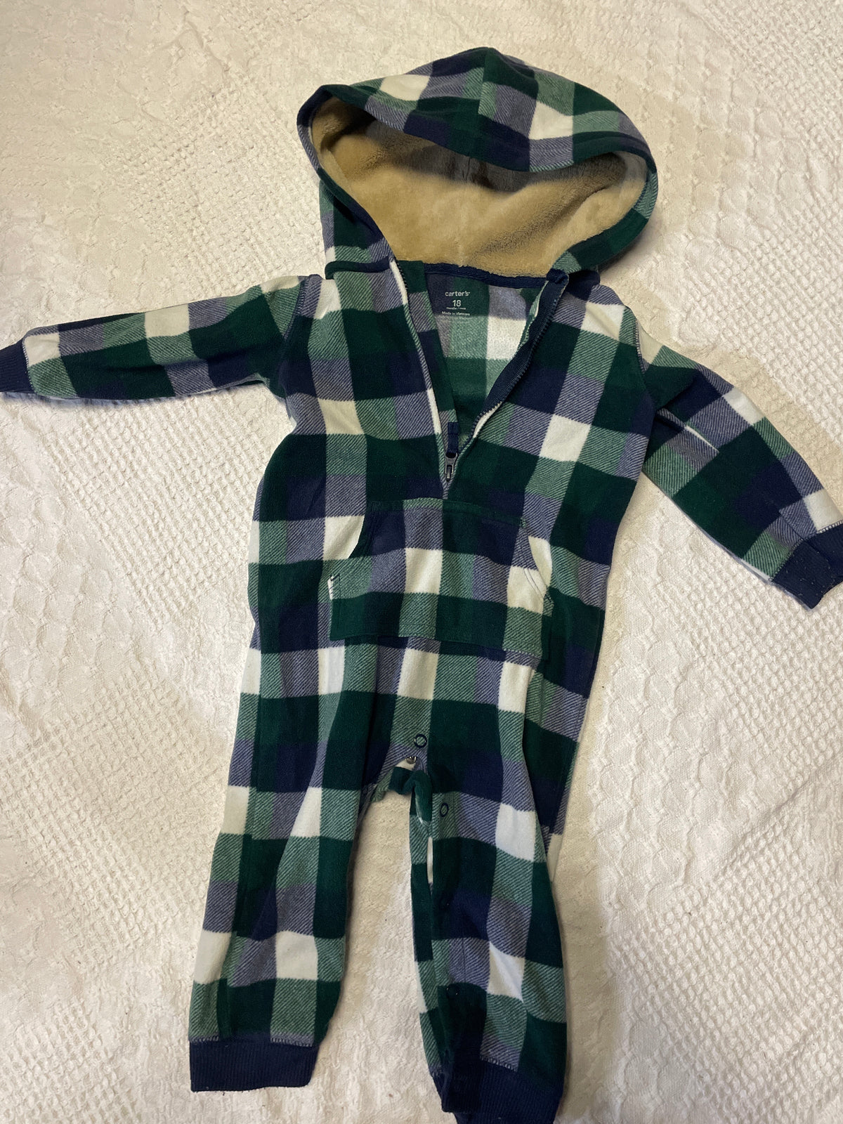 Seller #57 18 month fleece hooded romper/jumpsuit