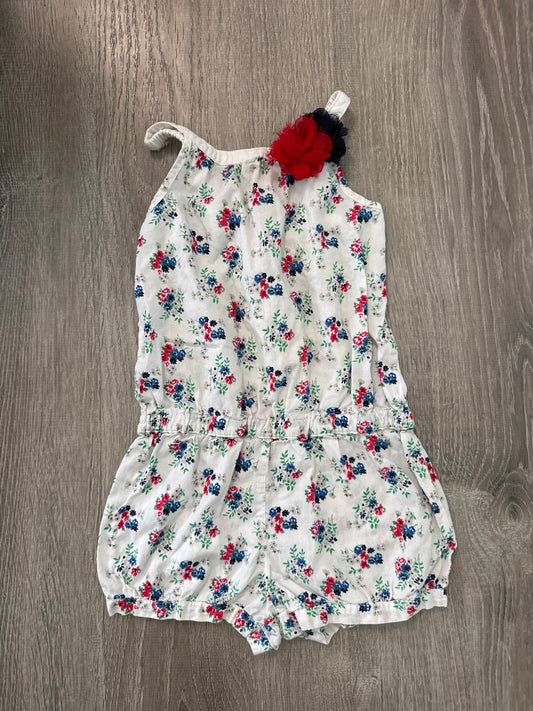 #149 reduced Girls 4T Oshkosh floral red white blue  romper