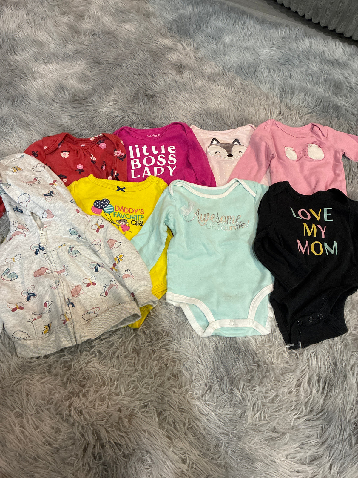 SCO46-lone sleeve onesies and sweatshirt-girls-3-6 months-8 pack