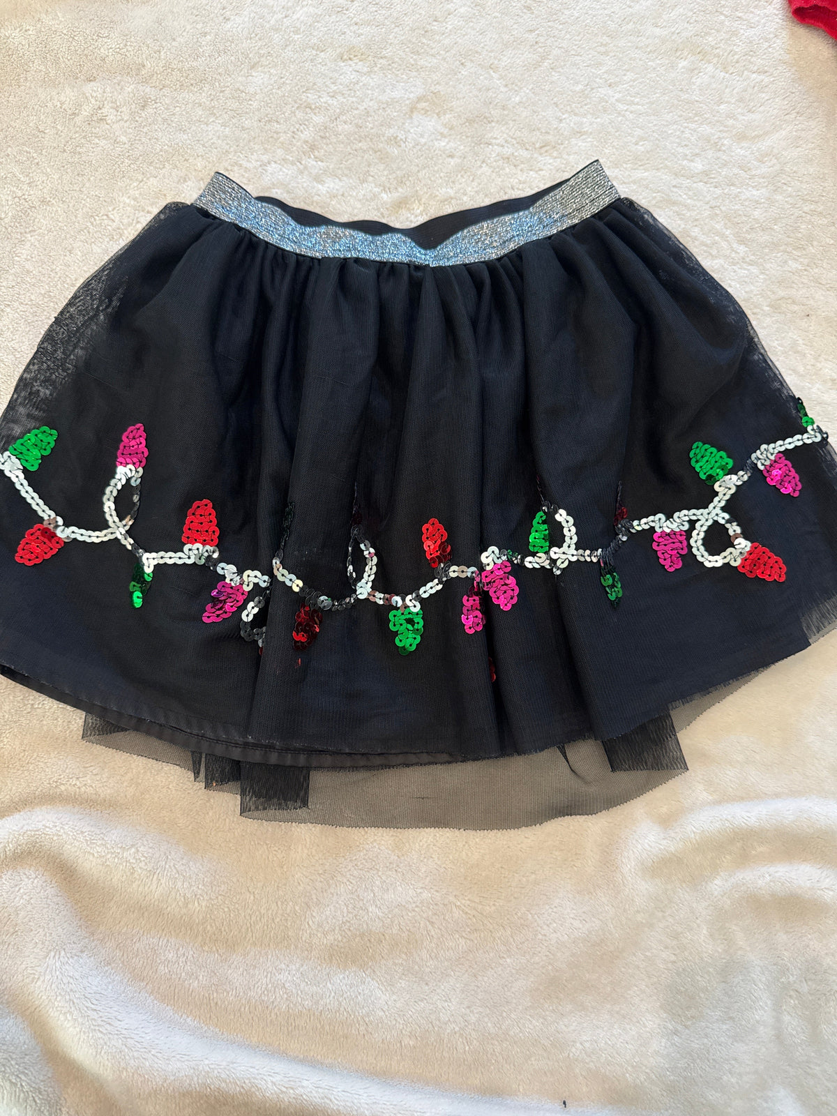 #81 Girls 4/5 Cat and Jack Holiday lights skirt no shorts under UC see pictures for the back pull in skirt
