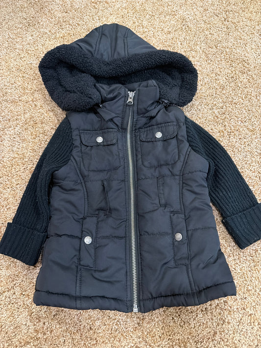 #47 girls 18mo black jacket, good for fall. Not enough for winter