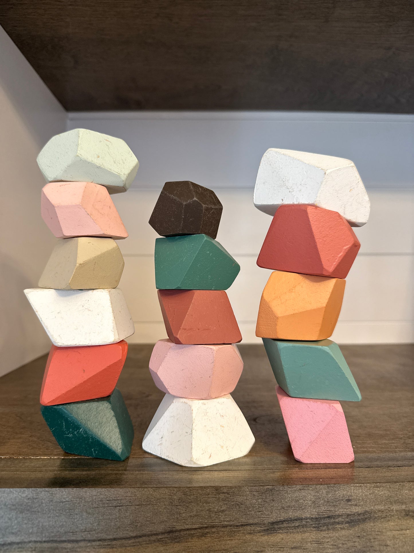 #173 colorful wooden stacking rocks