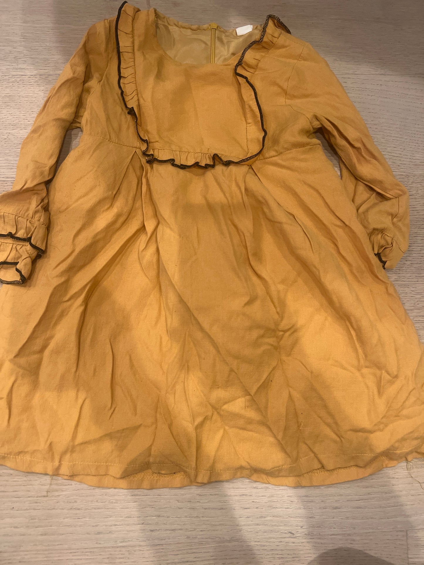 SHEIN size 100 yellow dress with trim