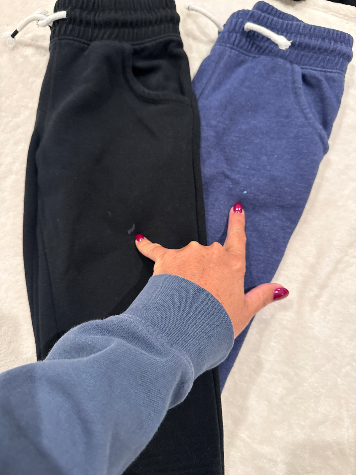 #81 Girls 6 Cat and Jack black and blue sweatpants- one small spot on both pictured