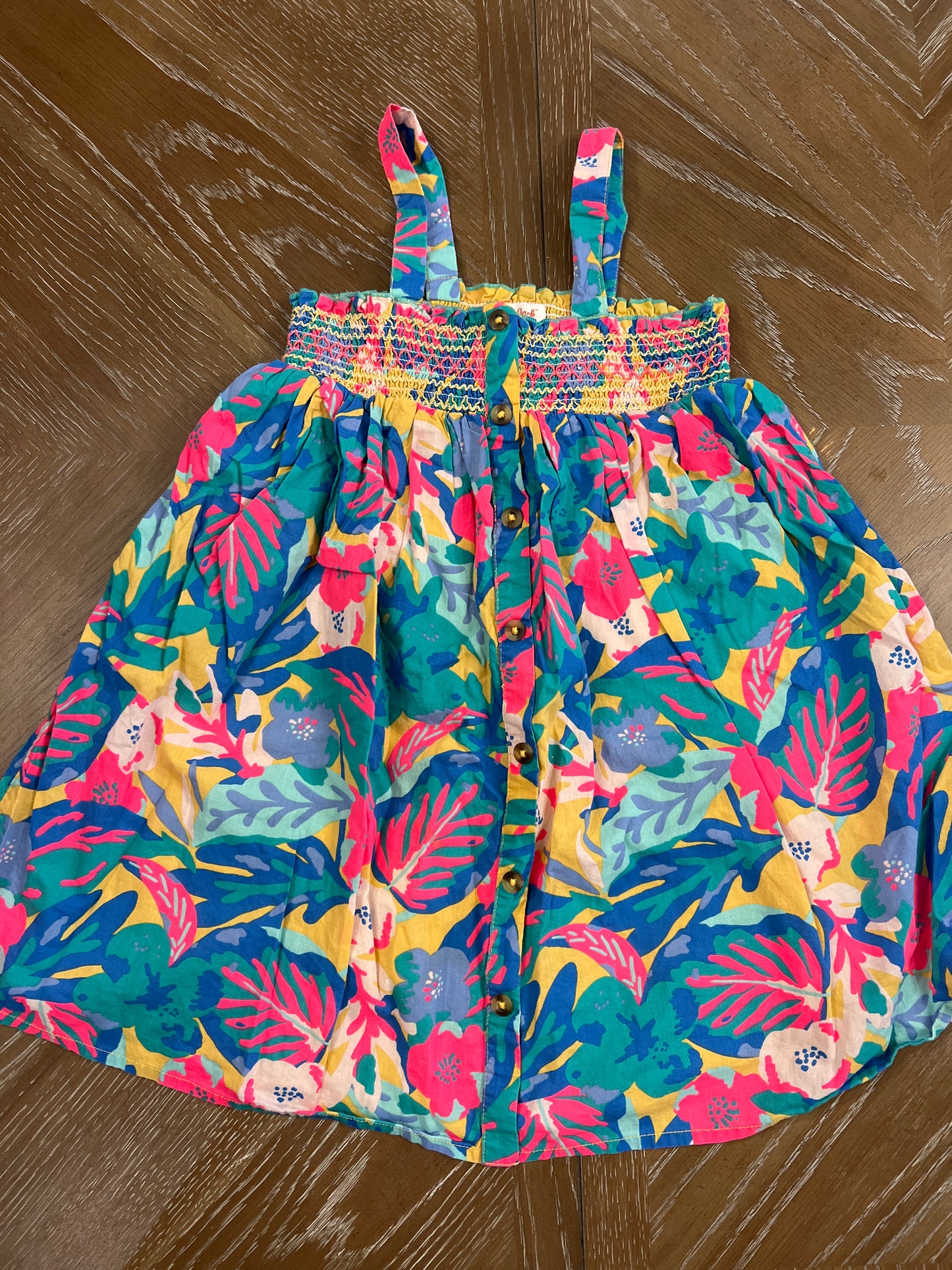 *price drop* Cat & Jack size 5 smocked lined tropical floral dress with button detail