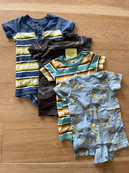 #40 Boys 9-12 months Tea Collection Romper Bundle