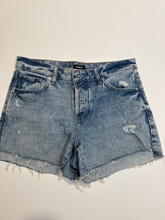 #64 Womens Express Mid Rose Boyfriend Distressed Jean Shorts Size 6