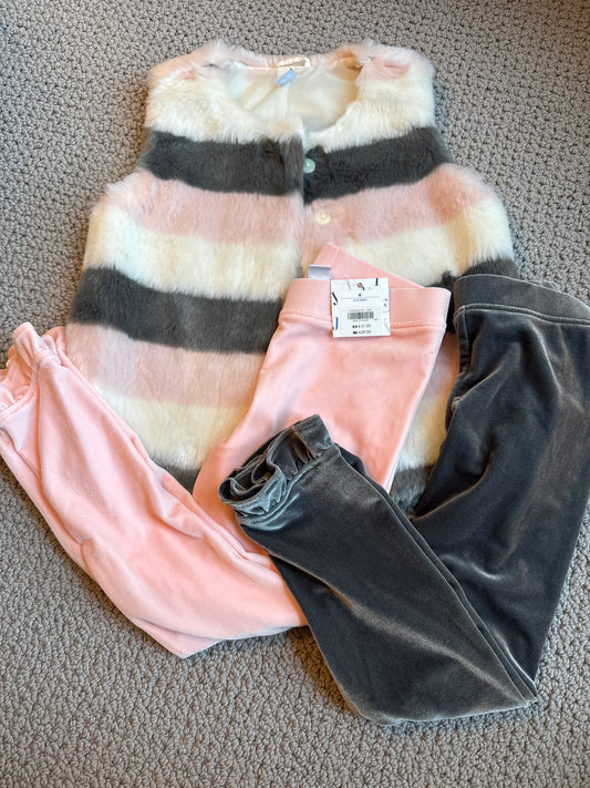 Seller 8 - size 6 Janie & Jack faux fur vest & 2 sets of velour pants