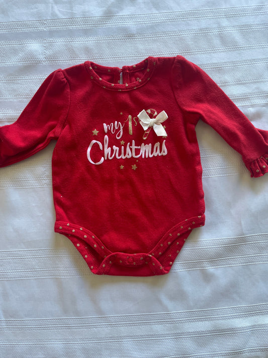 #43 Girls 3 month Christmas onesie EUC