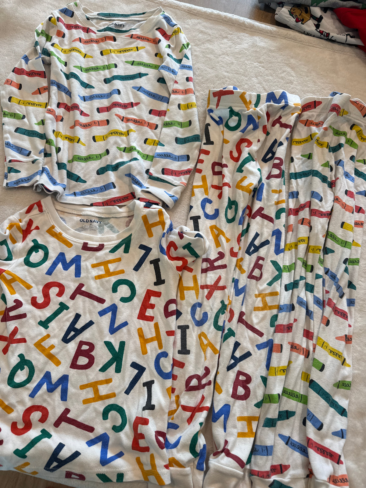 #81 Boys 6 oldnavy school pajamas (I put in 5 bc they run small/have been washed/dried)