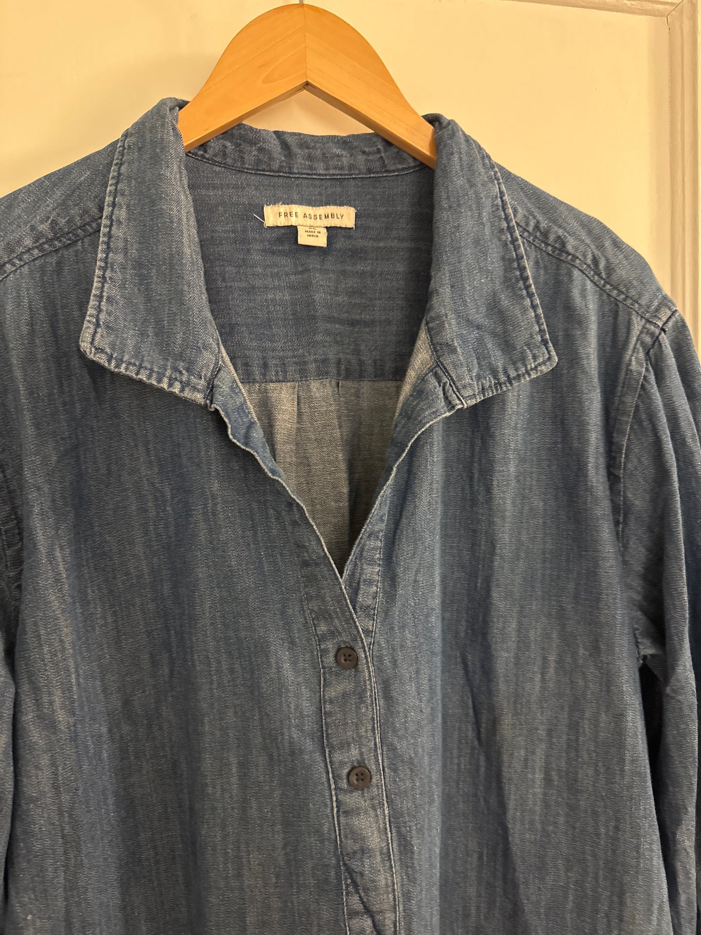 #152 - PRICE REDUCED Free Assembly Puff‑Sleeve Denim Shirt Dress XL