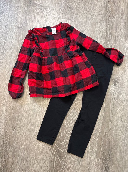 #149 Girls carters 4T buffalo plaid shirt and legging s