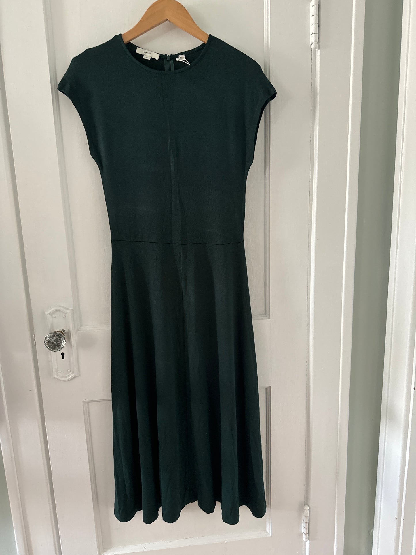 Vince Knit Stretch Hunter Green Dress, Size M, VGUC